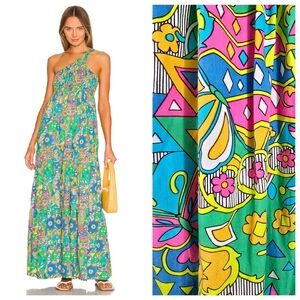 S/W/F Centered One Should Smocked Abstract Floral Maxi Dress in Stevie